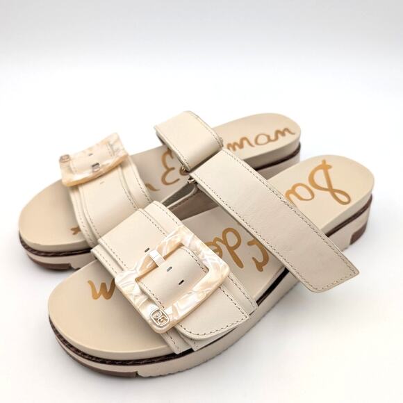 Sam Edelman Adrianna Two-Strap Sandals Women's Modern Ivory Size US6.5M EU36.5 - Picture 1 of 9